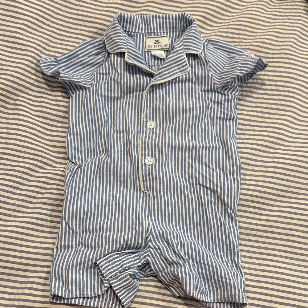Petit Plume Kids Blue Striped Bodysuit